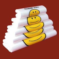 Factory goods Thickened transparent smiley face plastic bag vest vest bag supermarket shopping takeaway packaging fruit tote bag