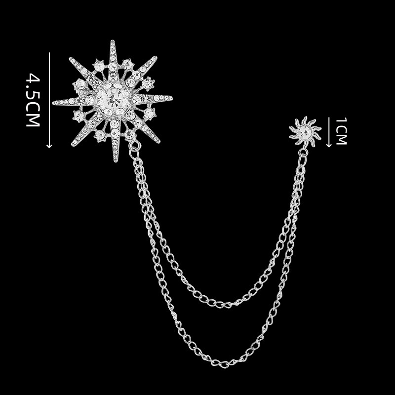 Moda corona alas diamante borla hombres traje broche simple todo partido traje vestido abrigo ramillete accesorios