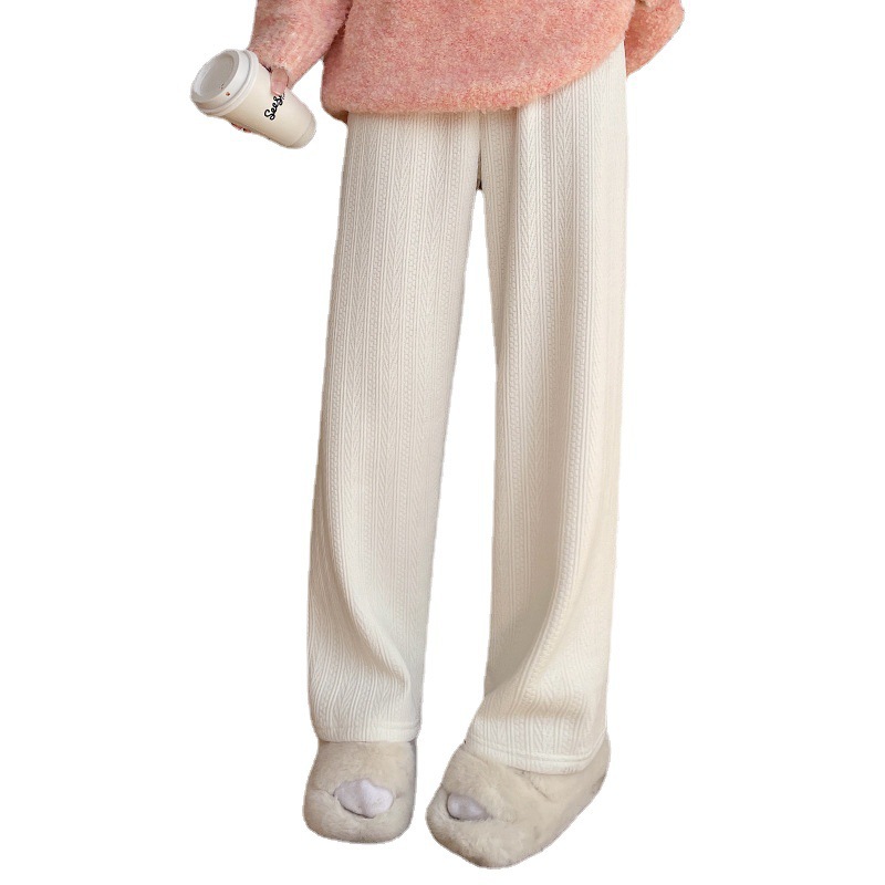 Nueva primavera y otoño franja de trigo a rayas pantalones de pierna ancha para mujer adelgazamiento trapeador suelto drapeado versátil pantalones casuales transfronterizos