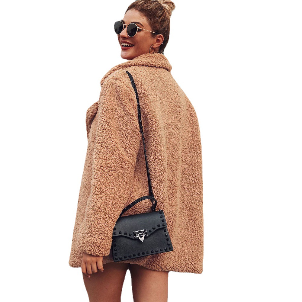 Faux Lamb Wool Lapel Fashion Coat