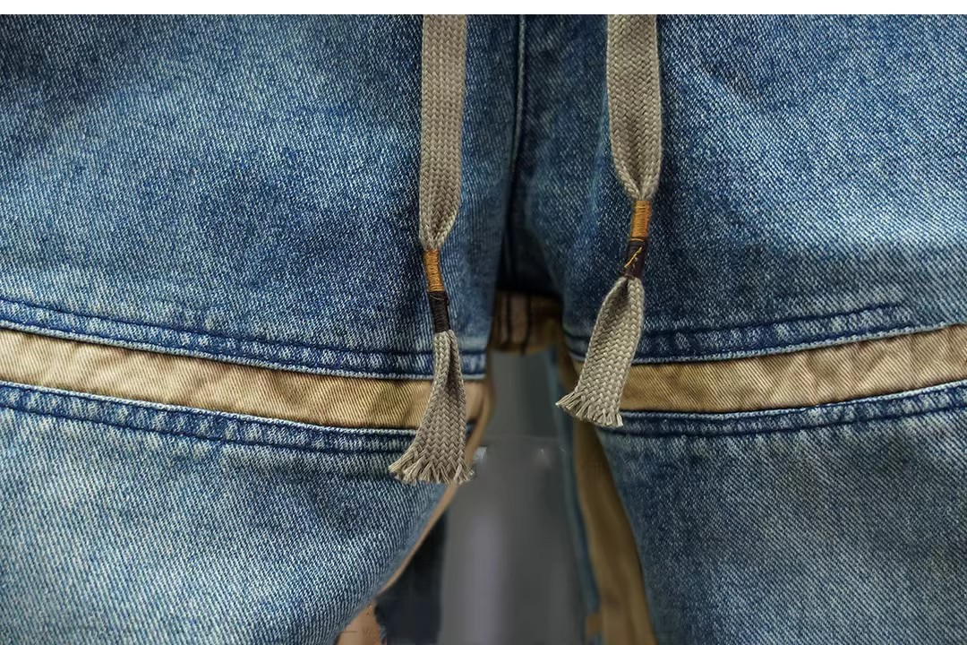 Men's Slim Fit Patchwork Distressed Jogger Jeans Elastic Waist_voghion.com