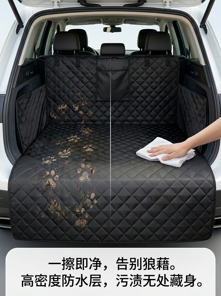 Car pet mat made of Oxford cloth, waterproof, dirt-resistant, non-slip, anti-stain, portable and easy to store, universal for car trunks