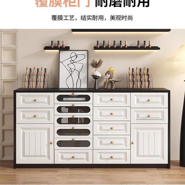 美甲柜子化妆品展示柜美容院产品陈列柜储物柜多层抽屉指甲油墙柜