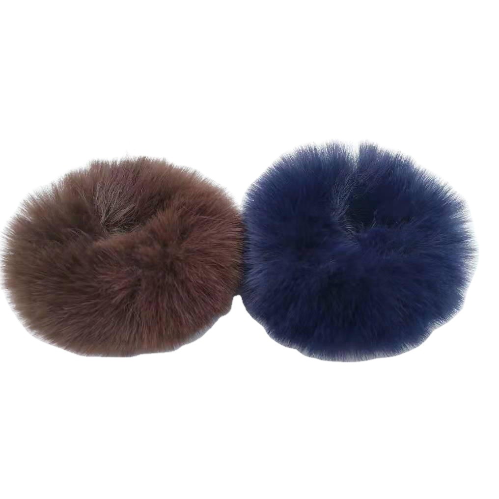 Estilo coreano Lolita color caramelo DE LA Felpa del anillo de Pelo suave chica Lolita imitación de piel de conejo accesorios para el cabello cuerda de pelo bola de peluche anillo de pelo