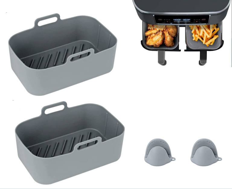 Rectangular de doble olla de silicona sartén freidora de aire accesorios DZ201 silicona para hornear olla de silicona