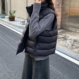 【排骨马甲】小个子短款排骨无袖宽松加厚时尚面包棉服马甲女米色