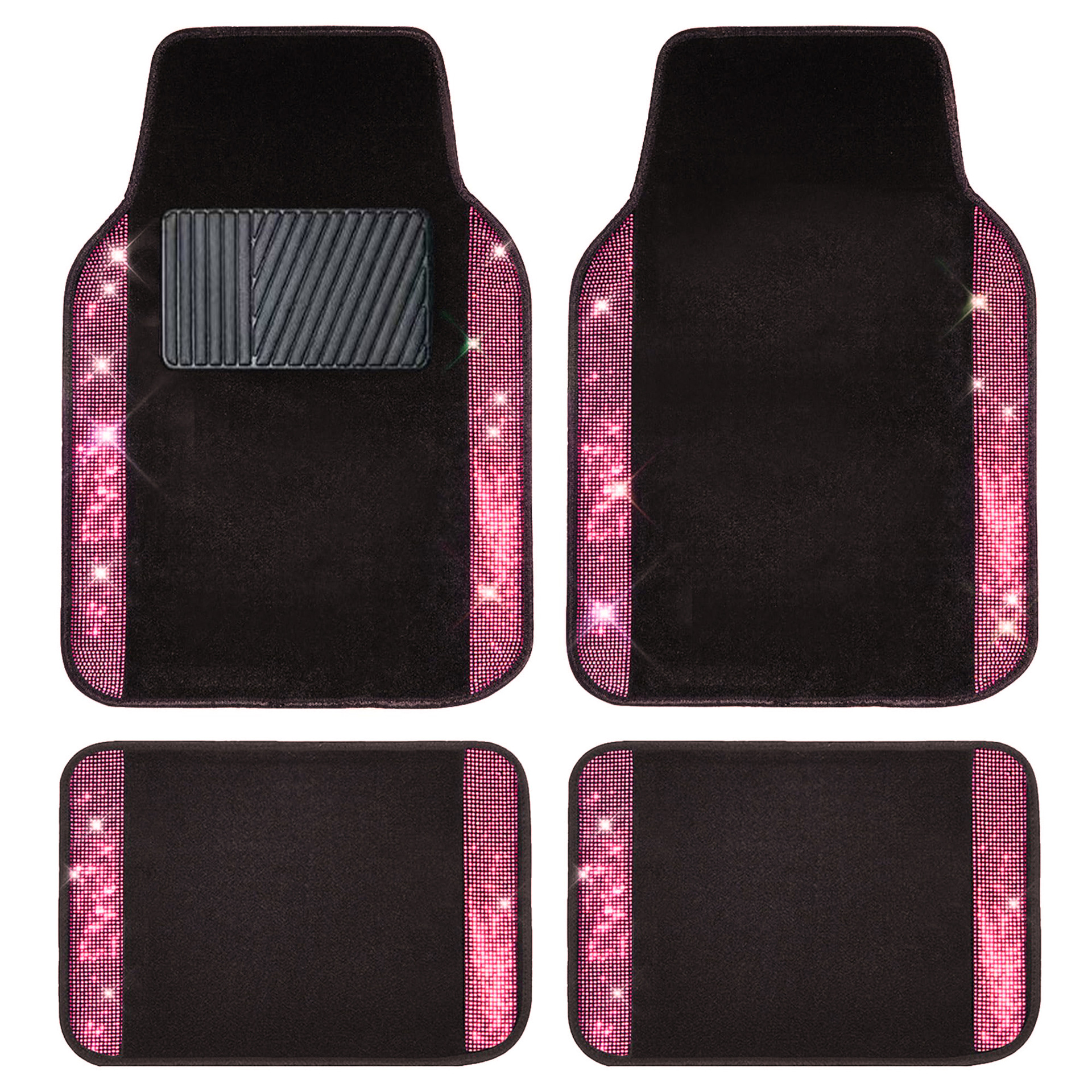 Cross-border universal car floor mats, velvet with sparkling rhinestones, full crystal anti-slip PVC car interior floor mats
