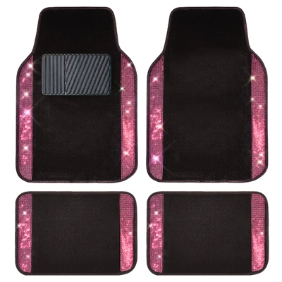Universal Foot Pad – universal car floor mats, velvet - rose-red