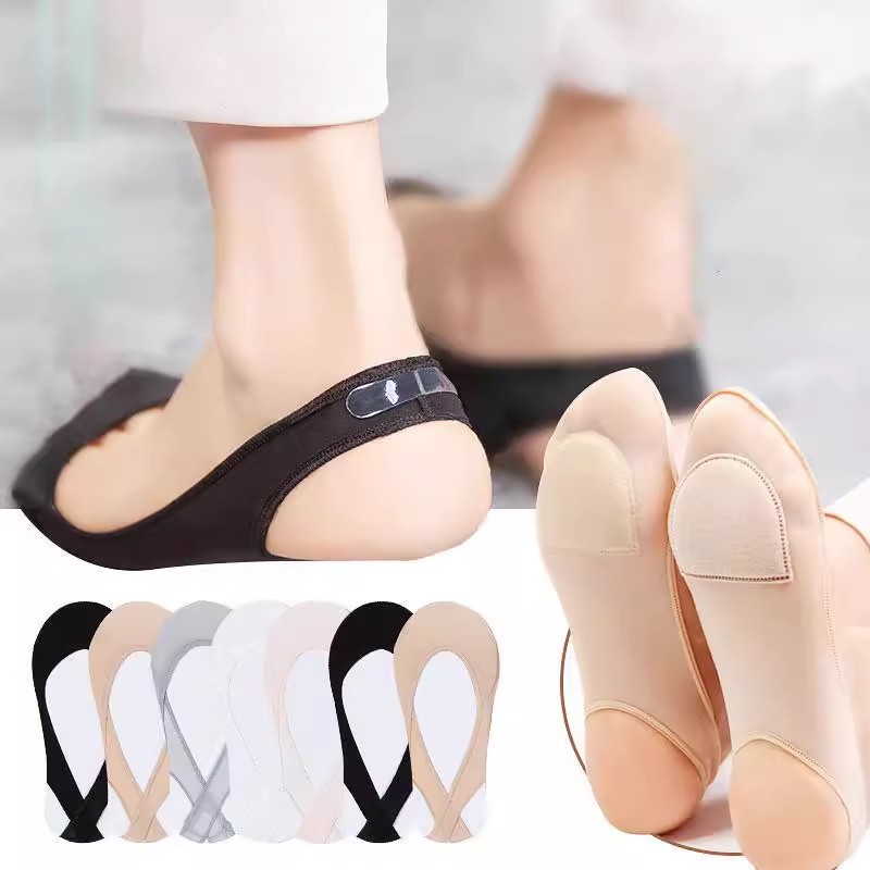 Socks women's boat Socks Ice Silk high heel socks non-slip heel invisible socks summer cotton low-cut socks