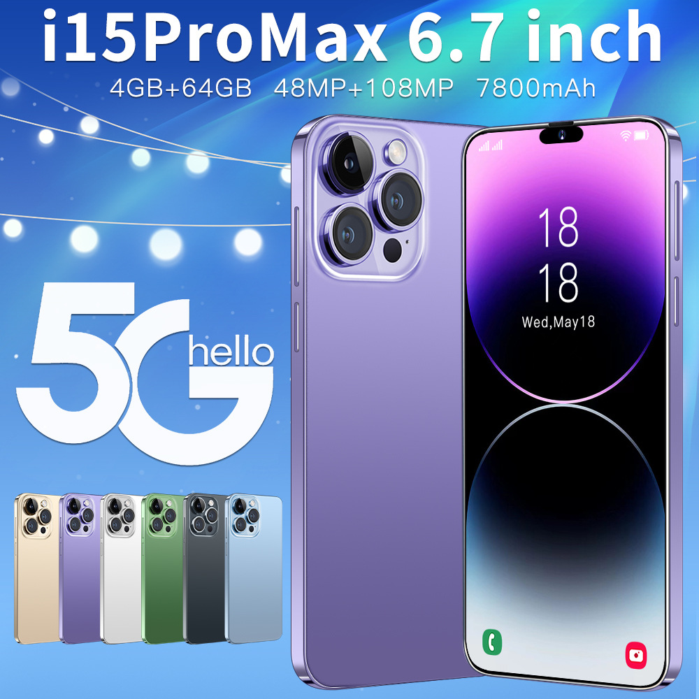 Wholesale of new cross-border mobile phone i15 Pro MAX6+128G6.8-inch large screen for foreign trade 4G intelligent Android phones