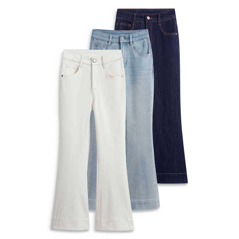 Summer Coolness/Ankle-Exposing Lightweight Cropped Jeans for Women, Summer Thin Flared Pants, Minimalist Style for Petite Figures
