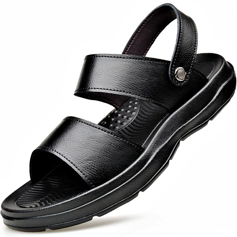 Мужские сандалии носить наружные 2025 летние мужские тапочки дышащие повседневные мужские туфли кожаные пляжные туфли для сандалий