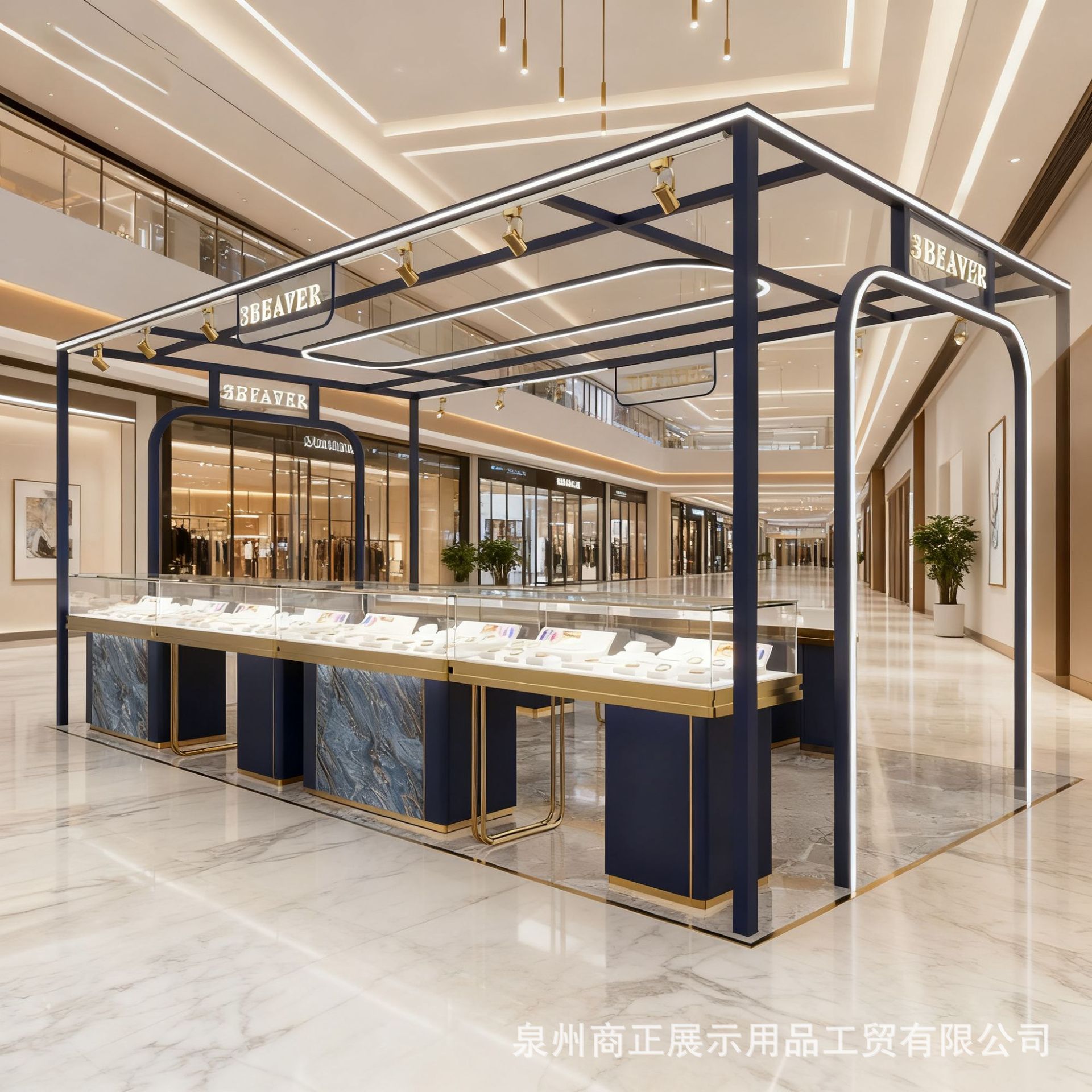 商场多经点位展台整体定制首饰珠宝展示柜特产潮玩快闪店陈列展柜