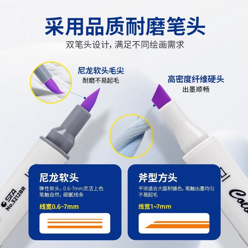 Stasta3212 alcohol oleoso doble cabeza marcador pincel de dibujo para estudiantes de arte infantil dibujo animado pincel profesional