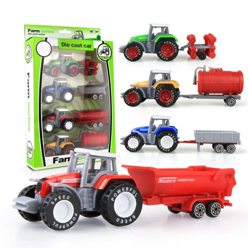 Aleación transfronteriza 1:64 tractor agrícola niños color aleación granjero camión remolque creativo modelo de juguete
