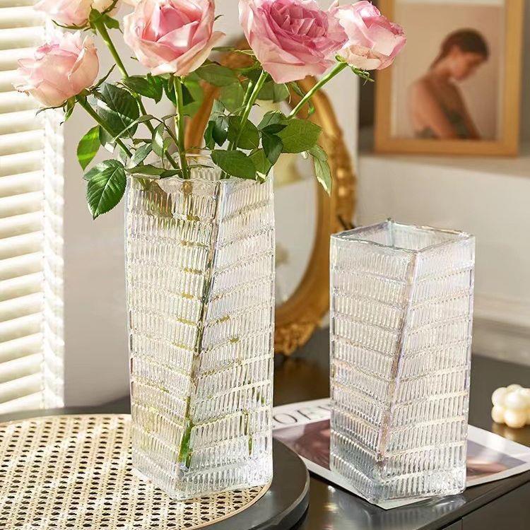 Nordic glass vase transparent creative living room flower arrangement rose Lily carnation flower dried flower decoration