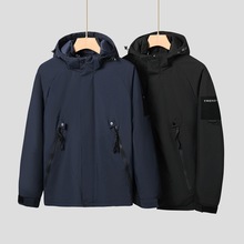 2024年冬季新款男青年加肥加大码立领连帽加棉夹克男胖子薄棉衣