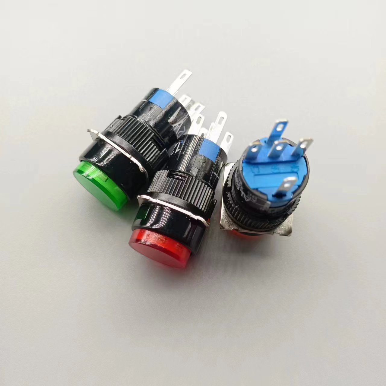 按钮开关LA16 AB6-A自锁3脚/AL6-M复位5脚带灯电源启动开关 16mm