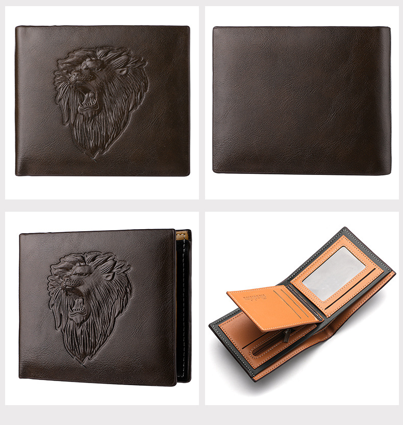 Men's Lion Pu Leather Flip Cover Coin Purse display picture 3