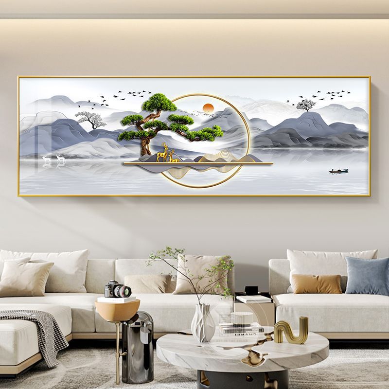 Liushui Shengcai sala de estar pintura decorativa nuevo sofá chino fondo pintura colgante de pared salón de té Zen pinturas murales paisajes