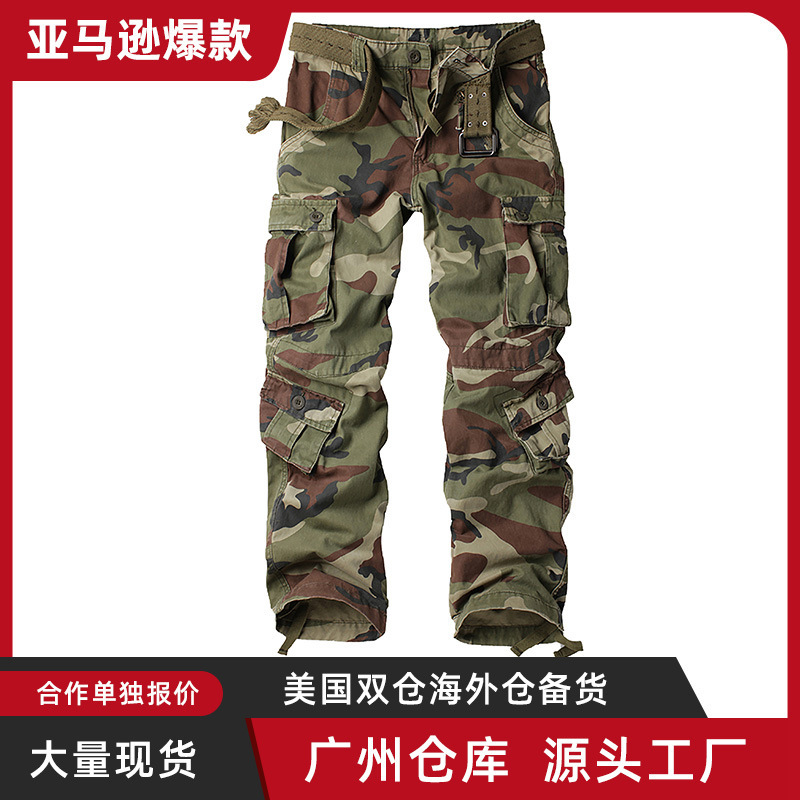 Overalls Men's Trousers Multi-Pocket Camouflage Pants Straight Tube Loose Canvas plus size American Military 3357C29 Camouflage