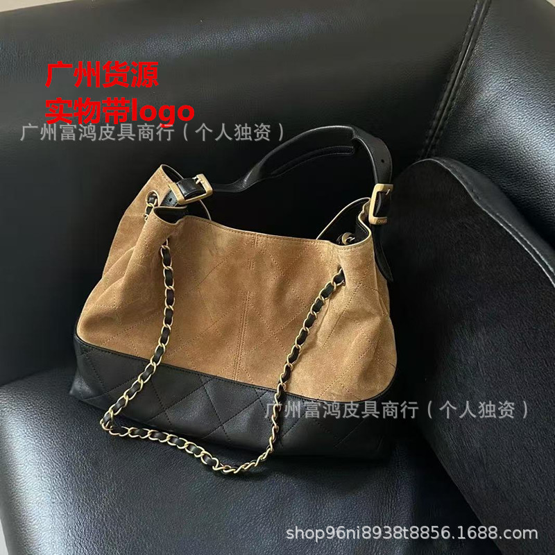 广州包包2025新款小香风复古25A麂皮绒链条单肩包腋下大容量女包|undefined
