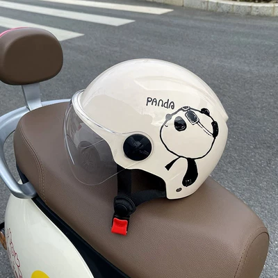 Newly certified motorcycle and electric Motosiklet kaskı (dəbilqə) - off-white-pangda-bear-transparent-short-glasses-one-size-fits-all