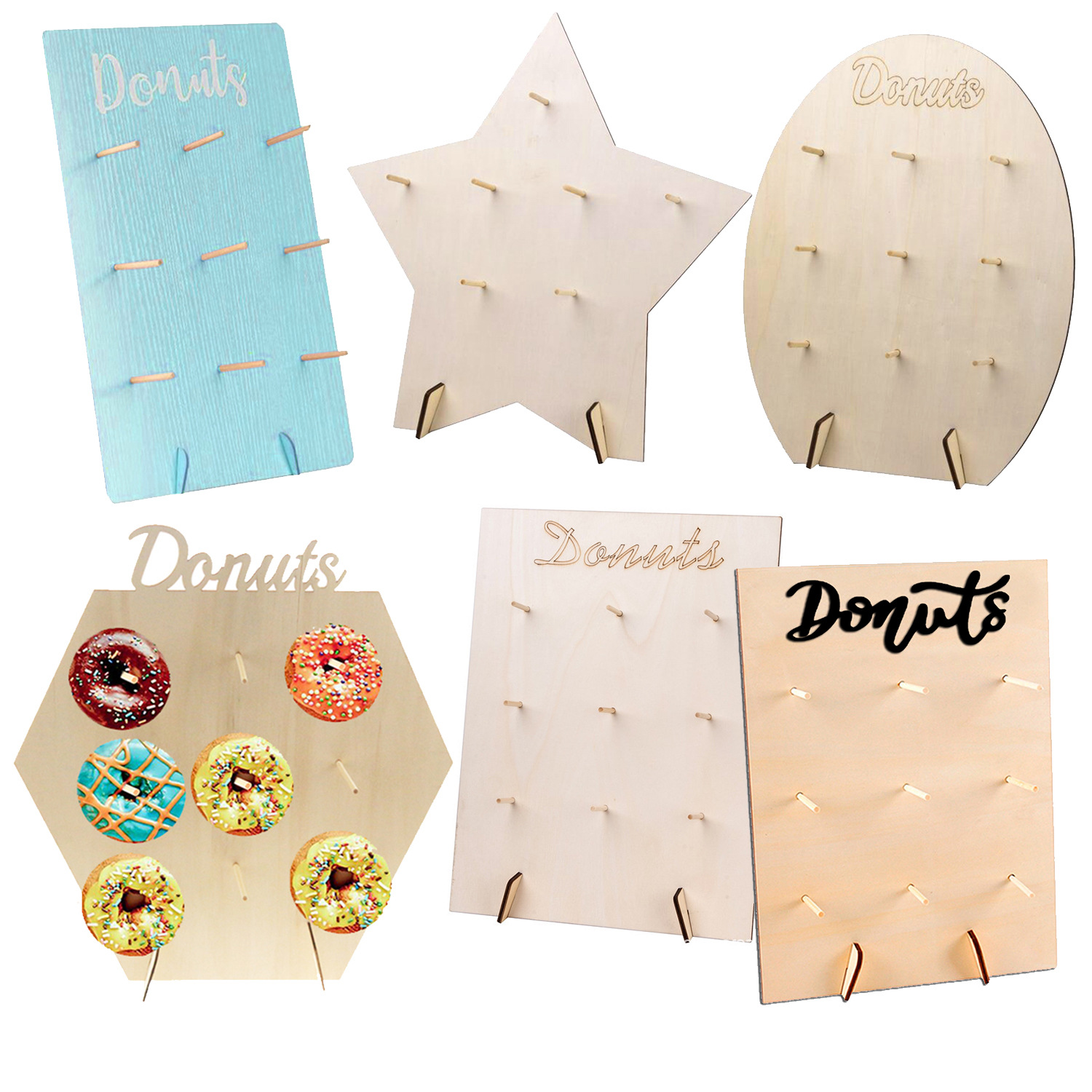 Wooden Donut Rack Birthday Party Wedding Decoration Props Creative Home Dessert Ornaments Display Rack Board