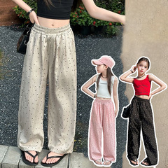 女の子の夏の波点ストレートズボン子供の丸い点防蚊ズボンの薄いタイプの赤ちゃんのゆるい山本潮クールカジュアルズボン