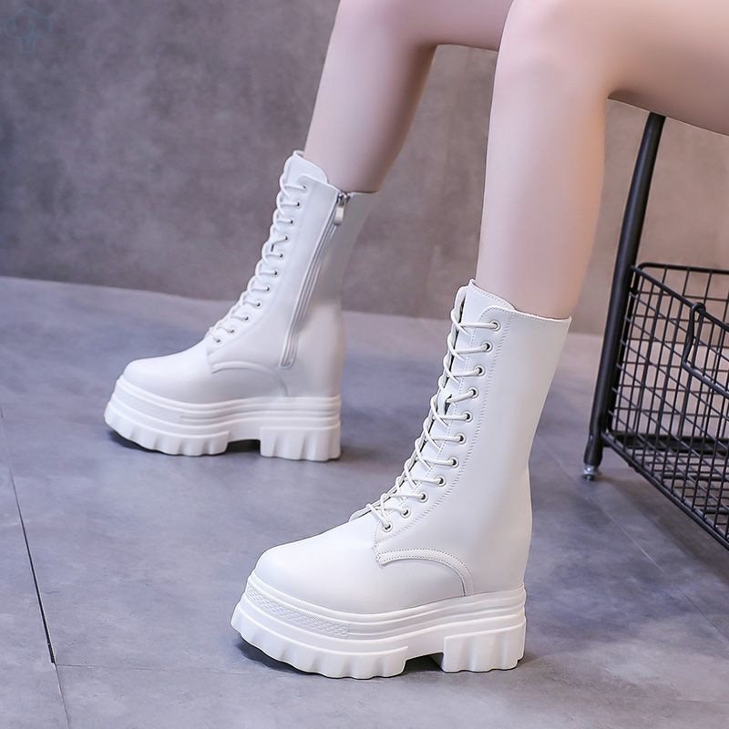 长筒靴女厚底内增高马丁靴短靴秋冬季2023年新款网红英伦风百搭中