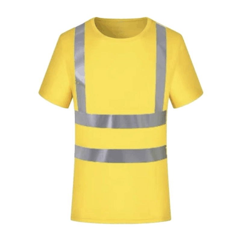 Seguridad en el sitio de construcción, tiras reflectantes, cuello redondo de verano, herramientas de manga corta, ropa de trabajo, camiseta de secado rápido, logotipo personalizado