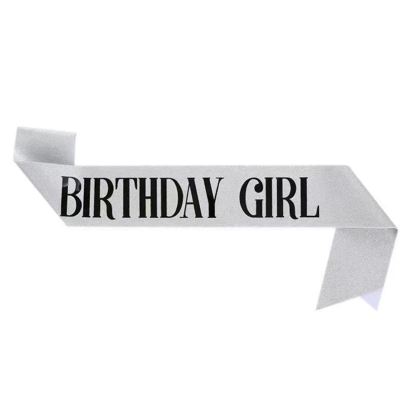 Birthdaygirl silver black letter ribbon