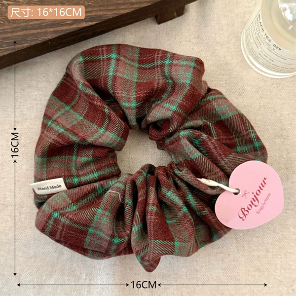 3# red and green plaid large intestine hair tie