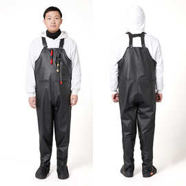雨裤钓鱼裤防水皮叉半身连体水裤男抓捕鱼裤加厚连体下水裤批发