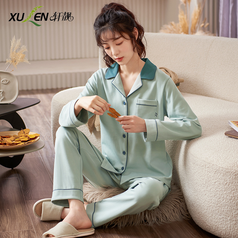 100% pijamas de algodón de las mujeres de primavera y otoño de manga larga 2023 nuevo desgaste del hogar Otoño e Invierno delgado más tamaño traje