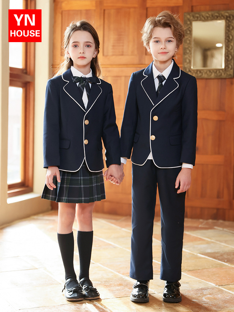 Uniforme escolar para niños, traje de estilo universitario, traje de jardín de infantes, traje de primavera y otoño, traje de clase de estilo británico de tres piezas