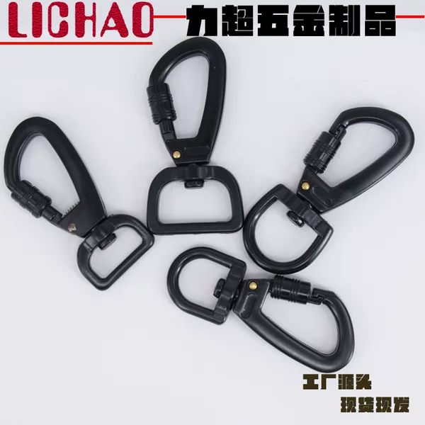 Round Tail, Square Tail, Zinc Alloy Electrophoretic Black Lockable Swivel Pet Quick-Release Key Hook Dog Clip Webbing Backpack Accessory