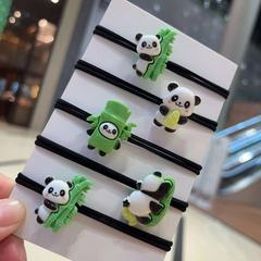 卡通可愛熊貓發繩新款亮面抱竹子熊貓髮夾兒童鴨嘴夾發卡頭飾批發
