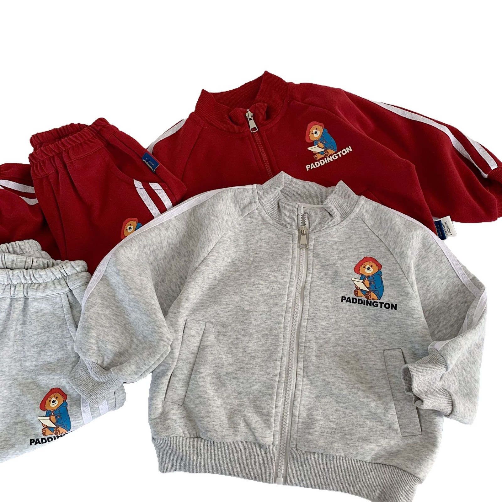 Mei Bao conjunto infantil 2025 primavera y otoño estilo coreano de dibujos animados para bebés hembra y hembra, oso Paddington dos piezas de ropa interior para niños