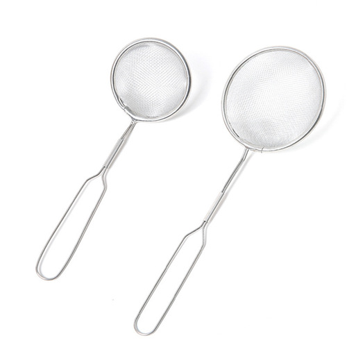 Stainless steel colander, household kitchen frying spoon, steel handle with hook, hangable filter, floor stall supply colander