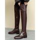 Brown over-the-knee boots for women 2023 autumn and winter new high-top leather thick-leg large-calf circumference chubby girl Knight boots