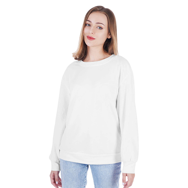 Felpa con cappuccio a maniche lunghe con scollo tondo autunnale, tinta unita, da donna, maglione di lana_voghion.com