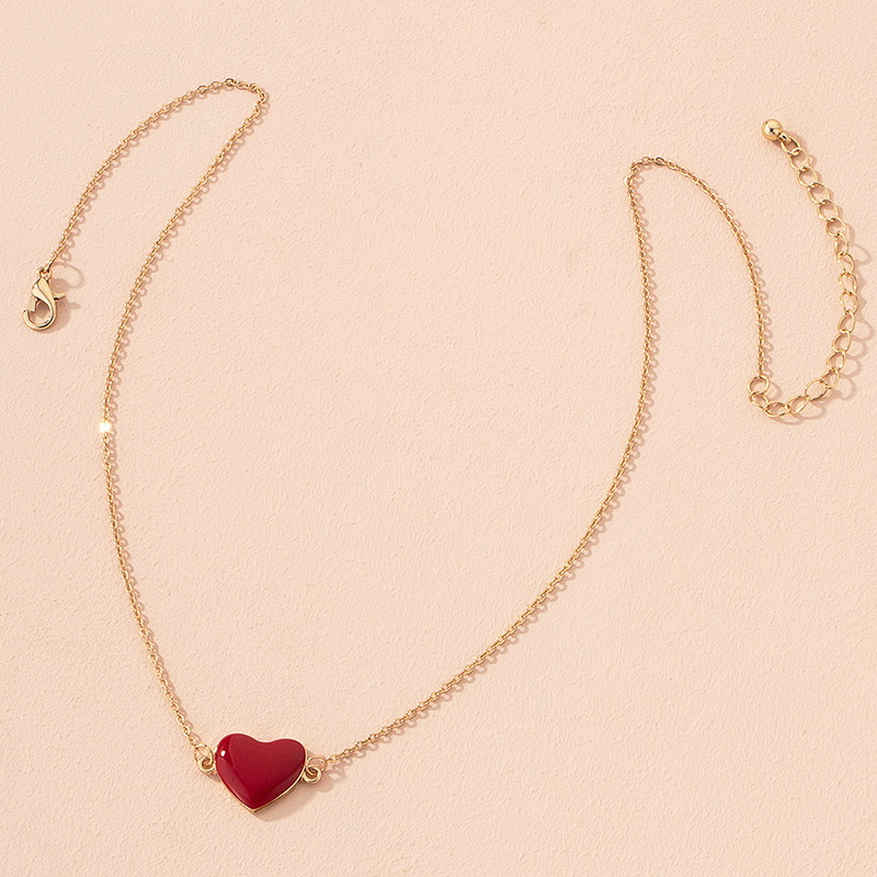 fashion alloy red heart necklace