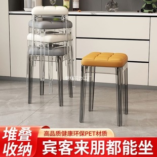 Light Luxury Acrylic Transparent Plastic Chair for Home Use, Thickened Nordic Dining Room Soft Cushion Chair, Dining Table Business Dining Chair