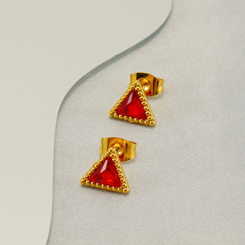 Casual Simple Style Geometric Stainless Steel Zircon Ear Studs 1 Pair display picture 3