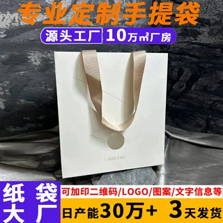 服装店纸质手提袋高级感化妆品礼品袋礼物袋白卡纸烫金纸袋彩印