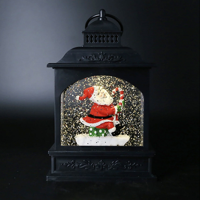 圣诞飘雪水球工艺礼品扁风灯LED发光圣诞内景烛台摆件圣诞节装饰