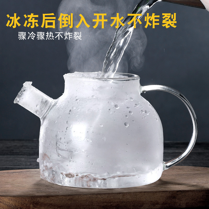 tetera de agua fría de vidrio resistente a altas temperaturas, tetera de té de alta borosilicona, horno de cerámica eléctrica, tetera de agua fría de gran capacidad, burbujas frías