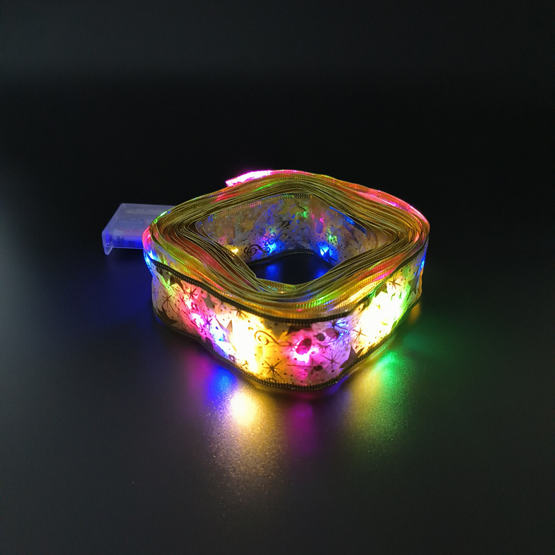 #D5-10米100灯3AA常亮带闪金色彩带彩灯