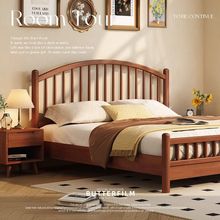 北欧全实木床双人温莎床1.8现代简约日式主卧床1.5单人胡桃色大床